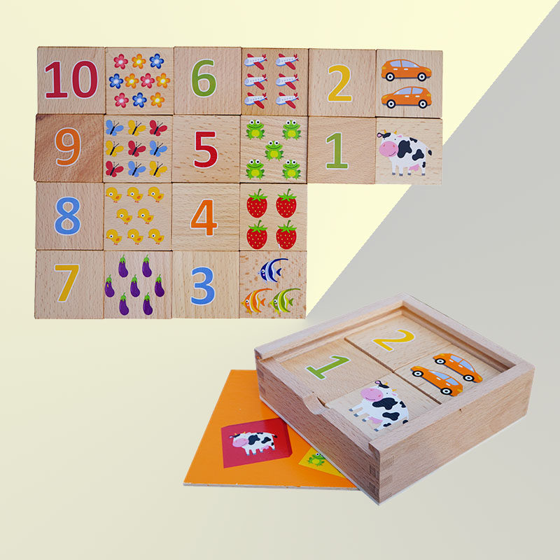 숫자 기억 게임 인지 1 10 몬테소리 조기 교육 교육 보조 나무 상자가 있는 유치원 교육 장난감 2-3-4세
