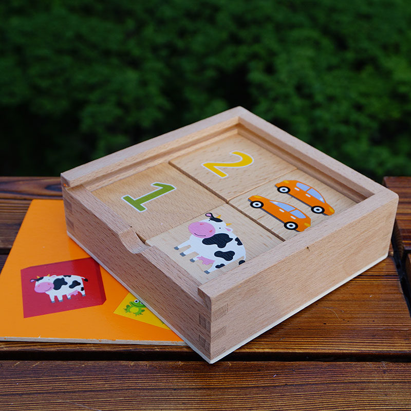 숫자 기억 게임 인지 1 10 몬테소리 조기 교육 교육 보조 나무 상자가 있는 유치원 교육 장난감 2-3-4세