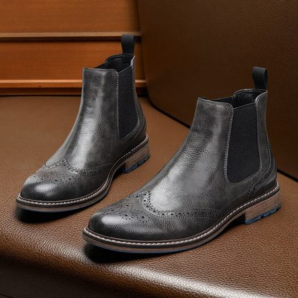 Men Chelsea Mid-Cap Brogue Boots 休闲鞋布洛克复古男士切尔西