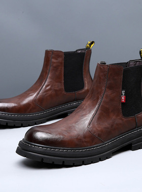 Men Chelsea Boots Winter Anti-slip Leather Shoes Waterproof