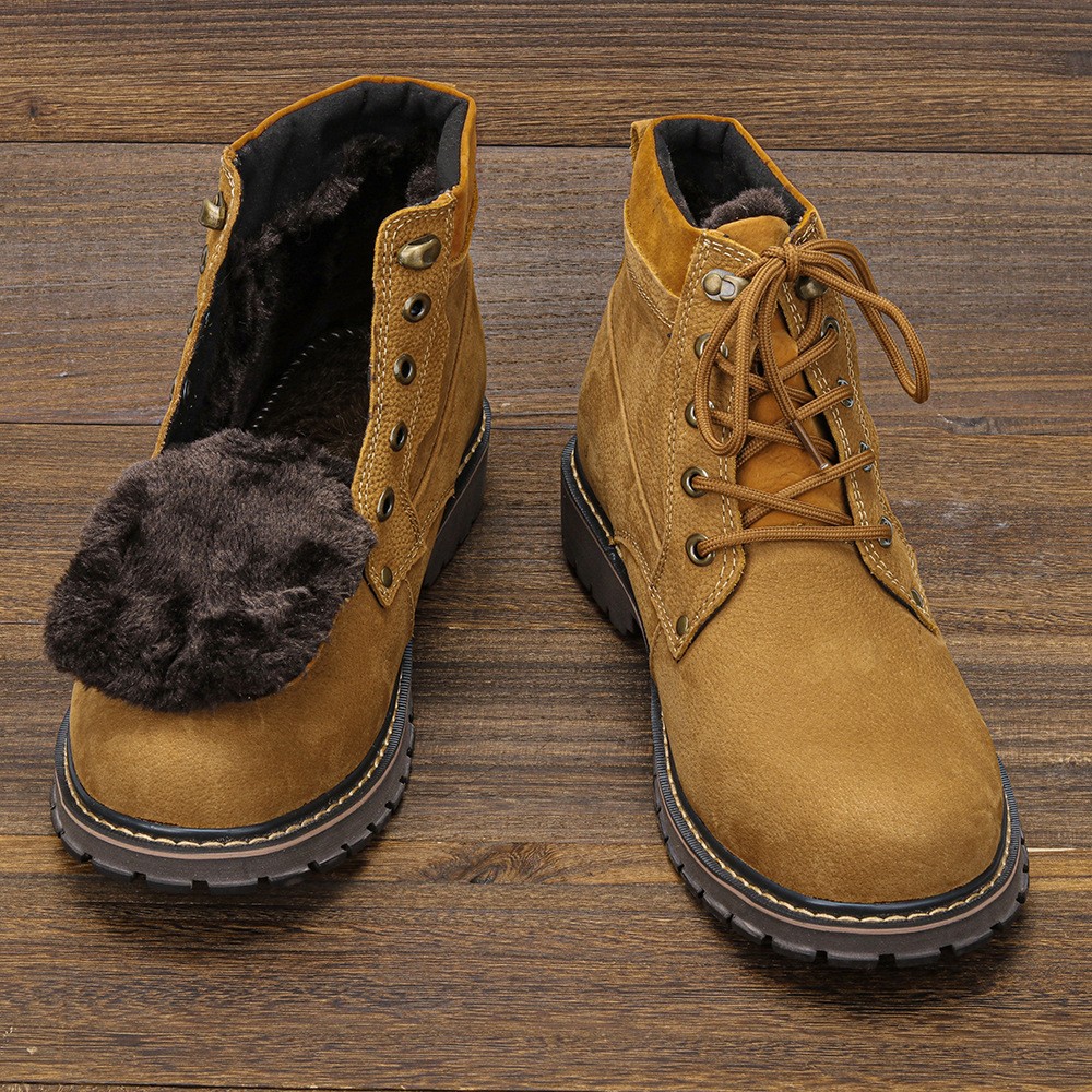 大码男靴真牛皮棉鞋加绒保暖雪地靴 Keep Warm Winter Men Boots