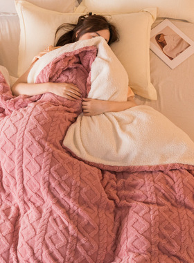 Winter Wool Blanket Thick Warm Fleece Bedspread 保暖毛毯加绒