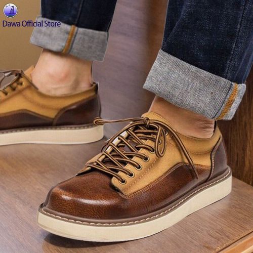 Plus Size 48 Genuine Leather Men Shoes Vintage Casual Shoes