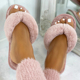 House Women Indoor Soft Fur Fluffy Slides拖鞋 Slippers Furry