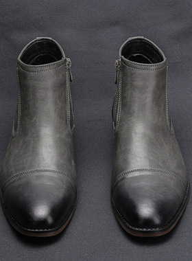 Men's Big Size Burnished Leather Martin Boots 大码男士皮靴