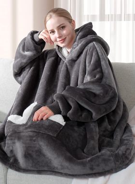 Wearable Blanket Hoodie Oversized Sherpa Fleece Sweatshirt