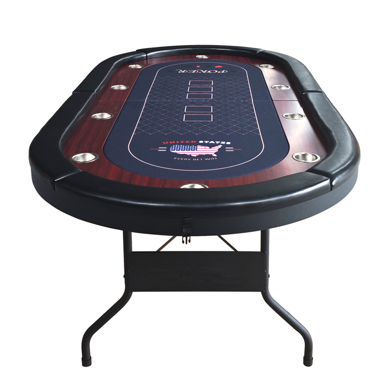 外贸热销德州扑克筹码桌娱乐10人扑克桌可折叠棋牌桌俱乐部娱乐桌