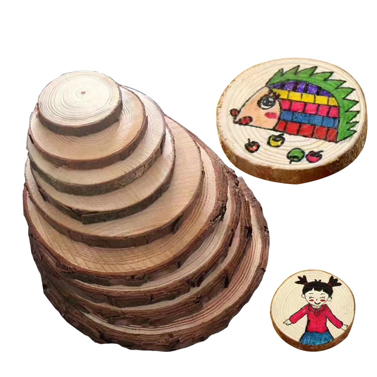 创意美术diy装饰画年轮圆木片手绘装饰年轮杉木白坯树片涂鸦涂色