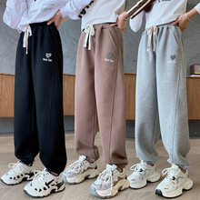 女童春秋运动裤2025新款冬装加绒中大童女孩宽松卫裤休闲长裤春季