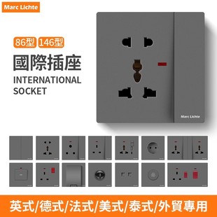 香港英式英标13a插座带开关USB快充插座Type-C手机充电方脚插苏