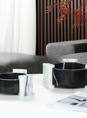 果盘客厅摆件天然大理石