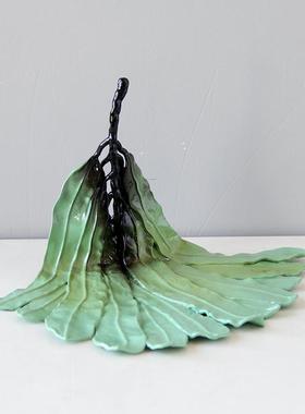 复古风金属铸造抽象叶子异形装饰品摆件中古风样板间书房动物摆设