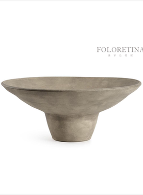 意式极简复古风莫兰迪陶瓷创意果盘样板间民宿茶几几何陶艺装饰摆