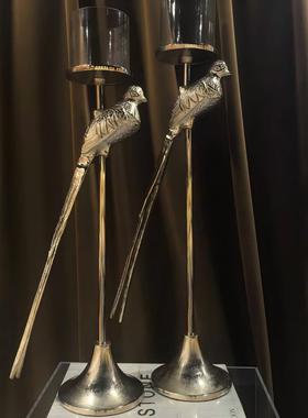 中古风复古风印度进口铝合金创意烛台装饰品摆件样板间售楼处烛台