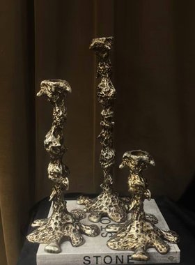 中古风复古风合金铸造异形创意烛台摆件样板间售楼处少众金属烛台