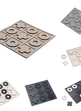 现代轻奢简约极简皮革九宫格创意国际象棋盘摆件样板间茶几装饰品