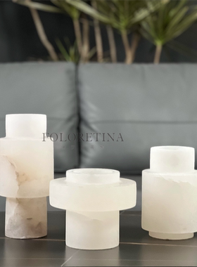 现代轻奢简约西班牙进口云石几何花器样板间售楼处桌面云石花瓶