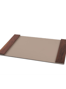 现代轻奢简约意式极简办公室台面皮革胡桃木桌垫样板间鼠标垫摆设