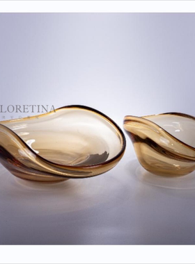 现代轻奢简约艺术玻璃几何果盘软装摆件样板间茶几疏离收纳水果盘