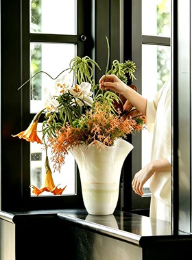 中古风老钱风天然玉石异形创意花器摆件样板间售楼处高端石材花瓶