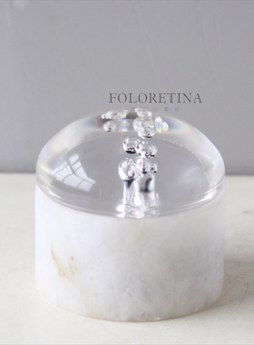 现代轻奢天然大理石创意储物罐样板间卧室台面石头储物罐装饰品摆