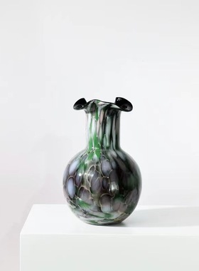 中古风手工玻璃异形创意花器复古风样板间客厅疏离花瓶装饰品摆设