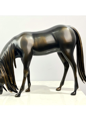 现代轻奢进口纯铜马雕塑摆件样板间售楼处客厅桌面马踏飞燕装饰品