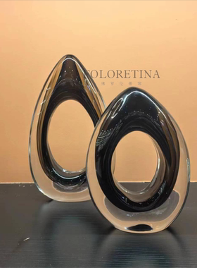 现代轻奢简约手工琉璃艺术几何装饰品摆件样板间售楼处高端玻璃