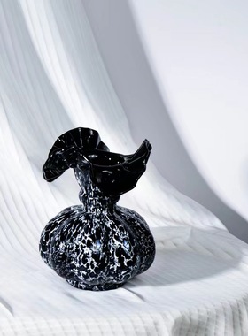 中古风手工艺术玻璃异形花器复古风样板间客厅疏离花瓶装饰品摆件