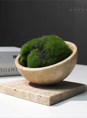 现代新中式天然黄洞石苔藓景观盆栽创意花器摆件样板间台面花盆