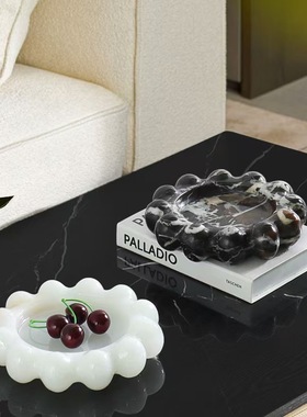 中古风天然玉石异形手工雕刻创意果盘样板间售楼处少众果盘装饰品