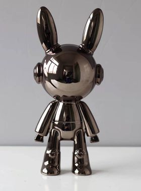 现代轻奢银色卡通兔子摆设样板间儿童房装饰摆件售楼处创意装饰品