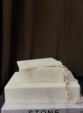 中古风复古风天然玉石几何创意首饰盒样板间售楼处少众高端收纳盒