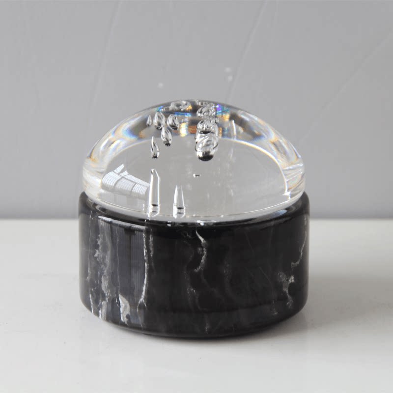 现代简约大理石储物罐摆件样板间茶几叶子创意果盘梨子艺术雕塑