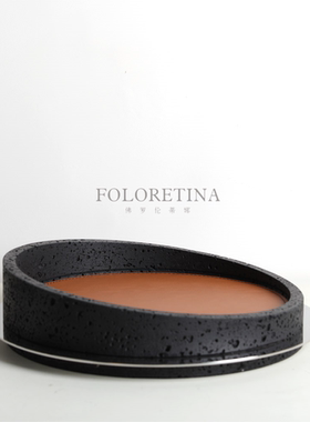 现代轻奢简约天然大理石创意果盘样板间茶几黑洞石收纳盘托盘摆设