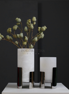 现代轻奢简约天然西班牙进口云石卫浴组合样板间餐厅桌面云石花器