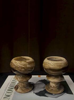 中古风复古风天然石材异形蜡烛香薰装饰品摆件样板间少众蜡烛摆设