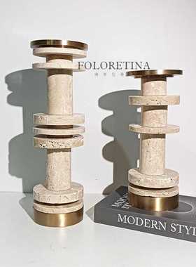 天然客厅烛台黄洞石摆设现代简约