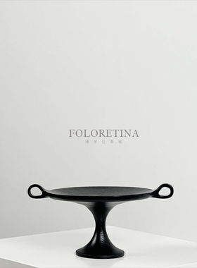 极简意式中古风格胡桃木手工雕刻果盘样板间茶几实木装饰托盘摆设