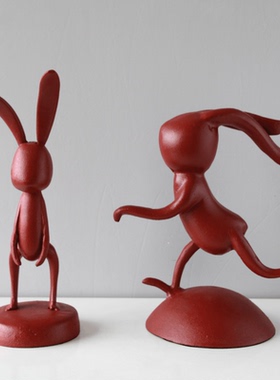Dnnni奔跑兔子金属摆件