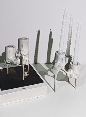 现代金属异形几何创意烛台摆设样板间售楼处轻奢简约五金原创烛台
