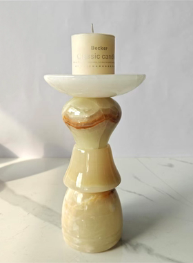 现代简约天然玉石原创几何创意烛台装饰品样板间售楼处香薰摆设