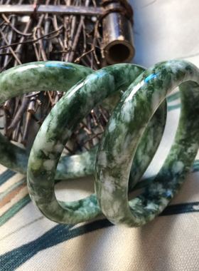 天然正品绿花女款岫玉手镯