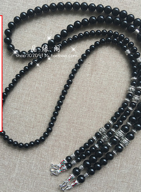 银色六字真言黑玛瑙泰国佛牌挂链