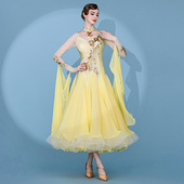 人间富贵花 奢华重工高订系列摩登舞镶钻演出服S7083国标舞表演裙