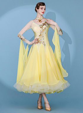 人间富贵花!奢华重工高订系列摩登舞镶钻演出服S7083国标舞表演裙