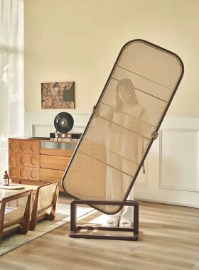 中式复古置物书架隔断屏风沙发客厅入户遮挡正对门玄关可移动藤编