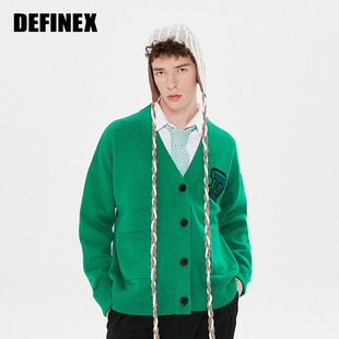 时尚 DX：DEFINEX潮牌秋开衫 针织衫 男女款 纯棉宽松慵懒风 V领长袖