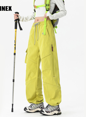DNNNNX25秋冬潮流户外防水加绒男女保暖宽松直筒阔腿机能工装裤