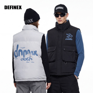 DNNNNX潮牌街头卡通鳄鱼图案字母印花工装 口袋休闲羽绒马甲